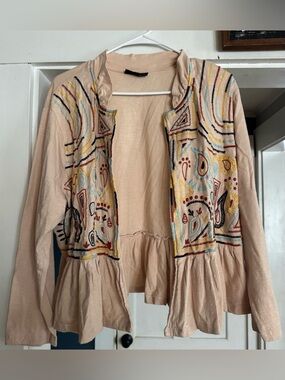 The Pyramid Collection Embroidered Open Cardigan